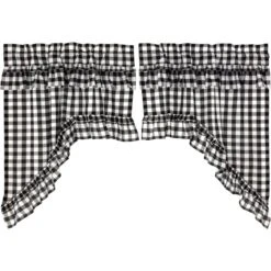 Alternative view of Annie Buffalo Check Black Swags - Ruffled 72x36