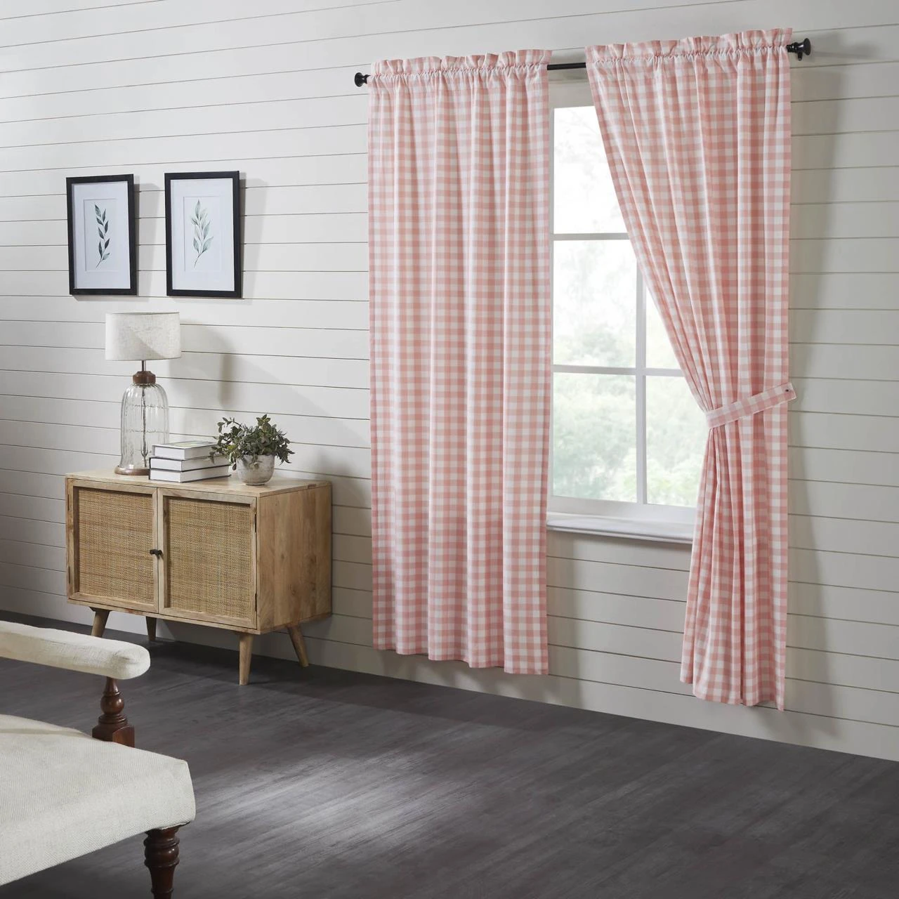 Annie Buffalo Check Coral Panels - 80x84 3 Annie Buffalo Check Coral Panels - 80x84 - Image 3
