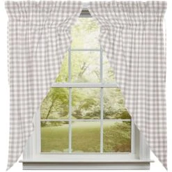 Annie Buffalo Check Grey Prairie Gathered Curtains - 72x63