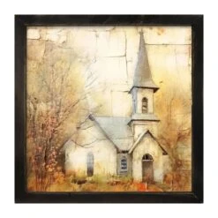 Autumn Church 5 - Black Frame 25x25