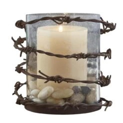 Barbed Wire Primitive Candle Holder - Pillar