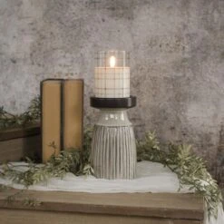 Alternative view of Beige & Brown Candle Holder - Pillar 7.5"