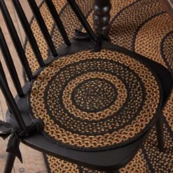 Alternative view of Black & Tan Jute Chair Pads - Set Of 6