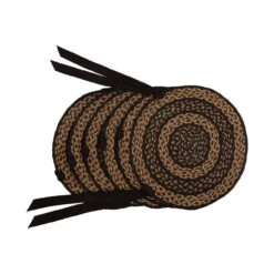 Black & Tan Jute Chair Pads - Set Of 6 7 Black & Tan Jute Chair Pads - Set Of 6 -Country Home Decor Store Black Tan Jute Chair Pads Set of 6 400000510019 image4 52623.1749488496