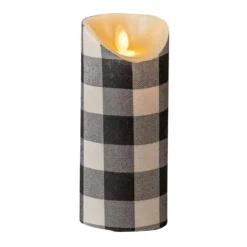Black & White Buffalo Check Timer Candle - 3x7 Pillar