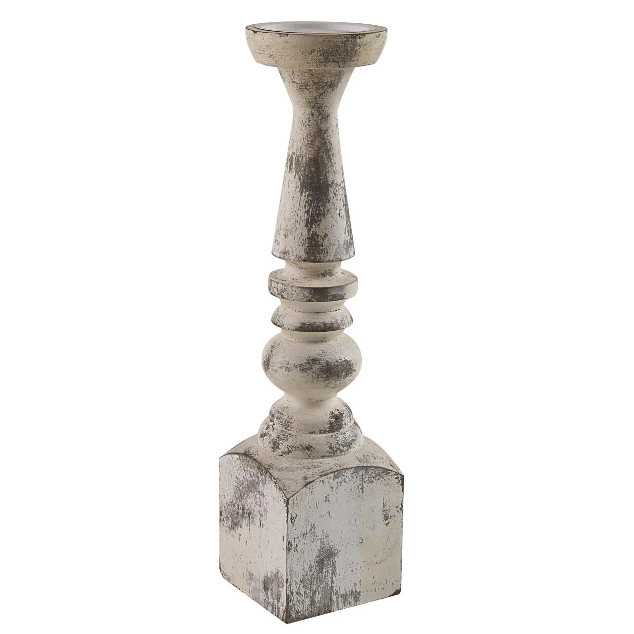 Brighton Wood Candle Holder - Whitewashed 18" 1 Brighton Wood Candle Holder - Whitewashed 18"