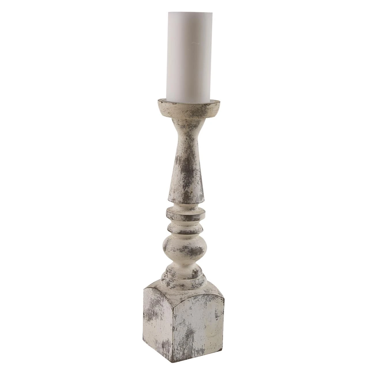 Brighton Wood Candle Holder - Whitewashed 18" 2 Brighton Wood Candle Holder - Whitewashed 18" - Image 2