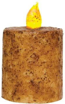 Burnt Primitive Ivory Timer Candle - 2.5x3 Pillar