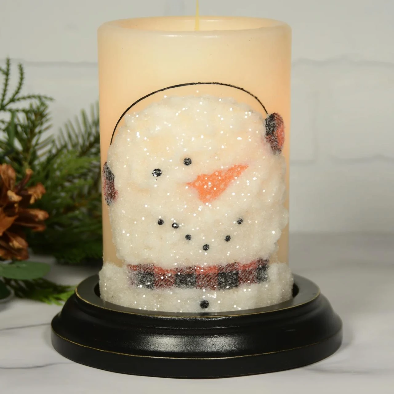 Candle Sleeve - Snowman With Earmuffs 2 Candle Sleeve - Snowman With Earmuffs - Image 2