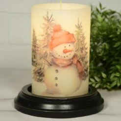 Alternative view of Candle Sleeve - Winter Woods Snowman Vanilla