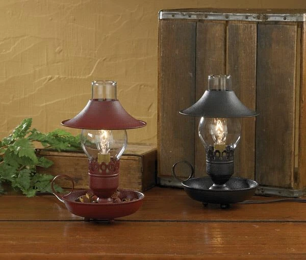 Chamberstick Lamp With 9" Shade - Red 1 Chamberstick Lamp With 9" Shade - Red