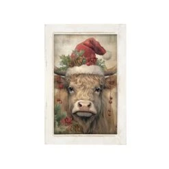 Christmas Cow - White Frame 10x16