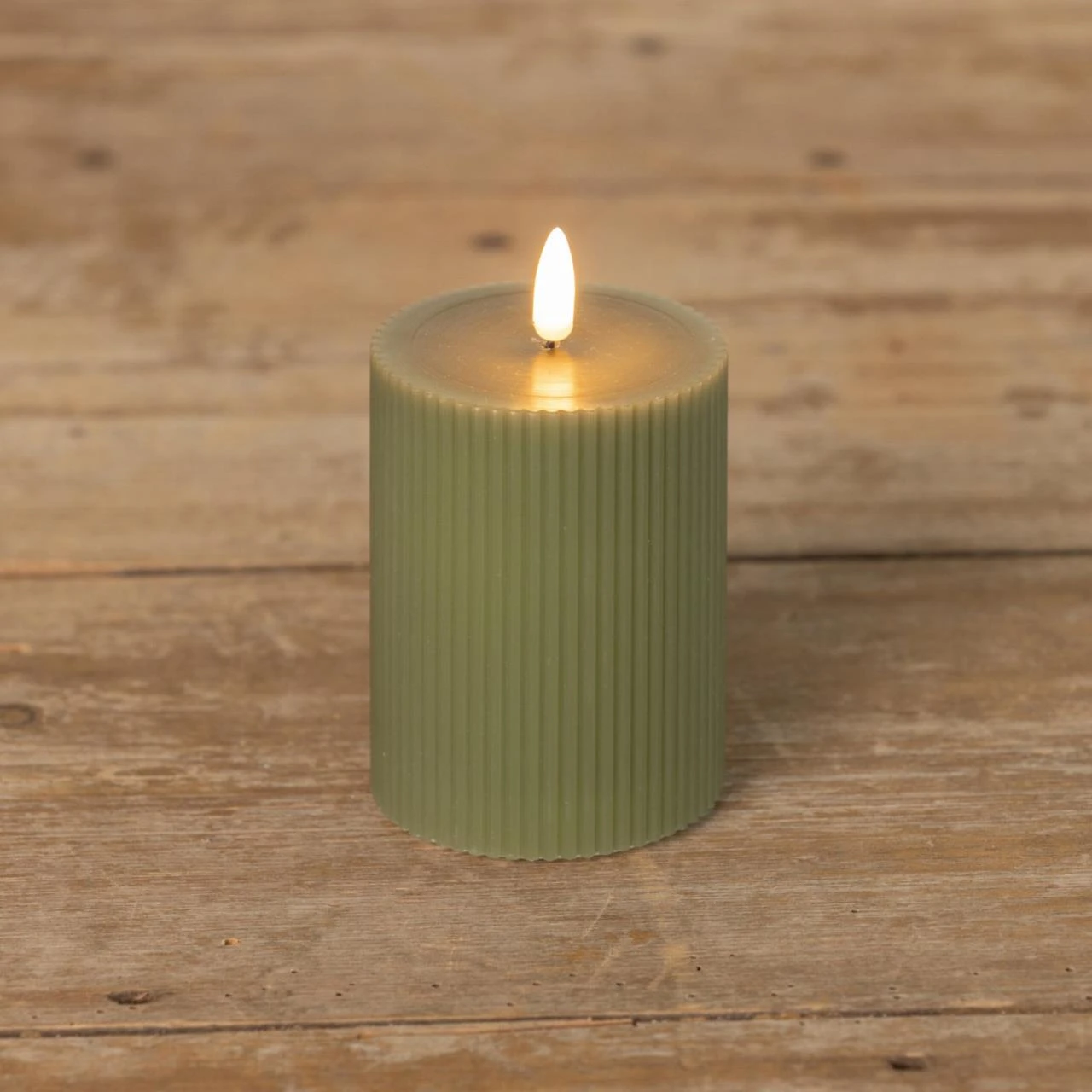 Dark Green Timer Candle - 4" Grooved Pillar 3D 3 Dark Green Timer Candle - 4" Grooved Pillar 3D - Image 3
