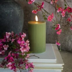 Dark Green Timer Candle - 5" Grooved Pillar 3D -Country Home Decor Store Dark Green Timer Candle 5 Grooved Pillar 3D 400000725819 image2 79878.1739381681