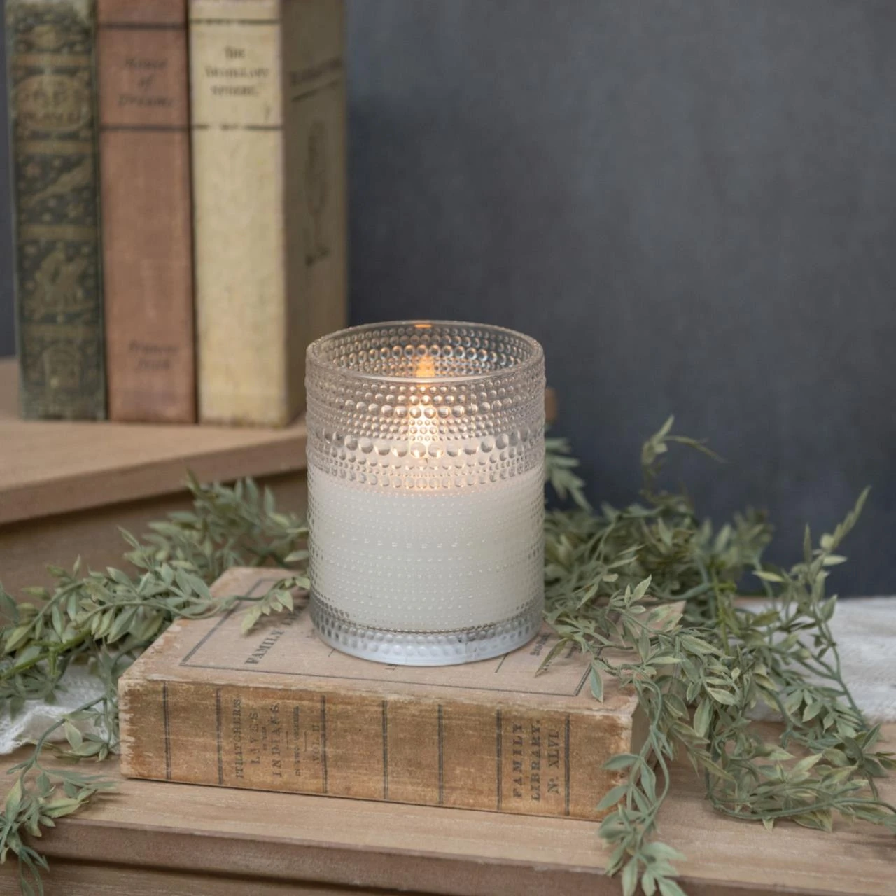 Dotted Glass Timer Candle - 4" Pillar 3D Flame 2 Dotted Glass Timer Candle - 4" Pillar 3D Flame - Image 2