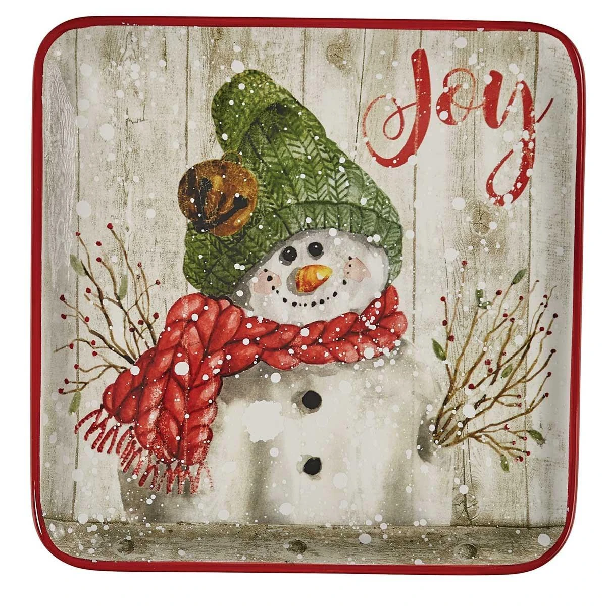Farmhouse Snowman Salad Plates - Set Of 2 1 Farmhouse Snowman Salad Plates - Set Of 2
