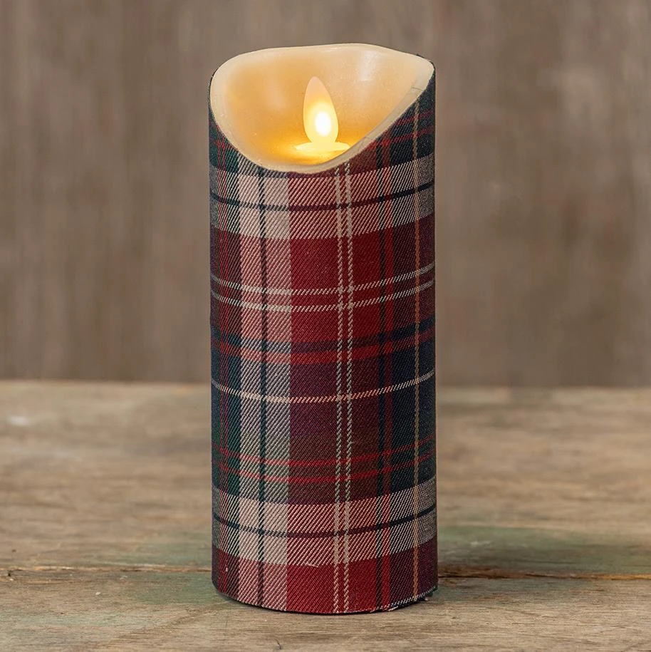 Gray & Burgundy Plaid Timer Candle - 3x7 Pillar 2 Gray & Burgundy Plaid Timer Candle - 3x7 Pillar - Image 2