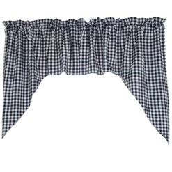 Alternative view of Heritage House Check Black & Cream Swags - 72x36