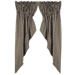 Alternative view of Heritage House Check Black Prairie Gathered Curtains - 72x63