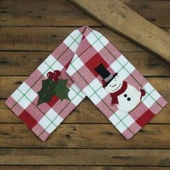 Alternative view of Holly, Snowman Buffalo Check Towels - Red Set Of 2