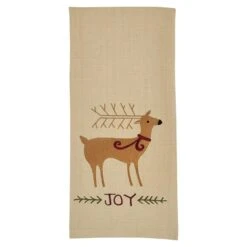 Joyful Deer Embroidered Dishtowels - Set Of 2