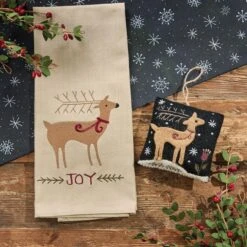 Alternative view of Joyful Deer Embroidered Dishtowels - Set Of 2