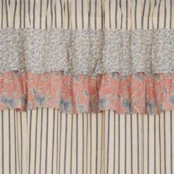 Kaila Ticking Blue Ruffled Valance - 72x16 -Country Home Decor Store Kaila Ticking Blue Ruffled Valance 72x16 810055894727 image4 55165.1683099291