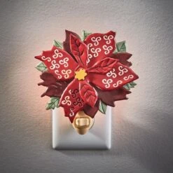 Poinsettia Night Light -Country Home Decor Store Poinsettia Night Light 762242044814 image2 84192.1664903353