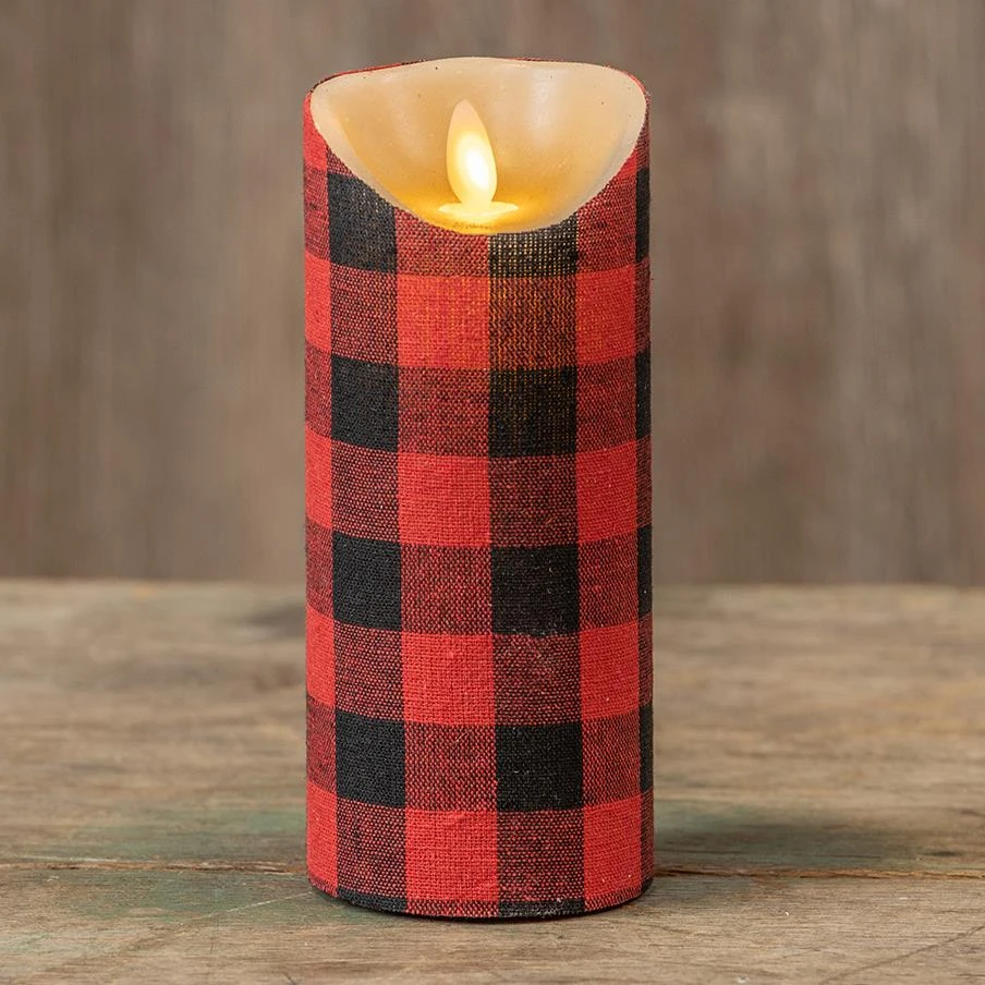 Red & Black Buffalo Check Candle - 3x7 With Timer 2 Red & Black Buffalo Check Candle - 3x7 With Timer - Image 2