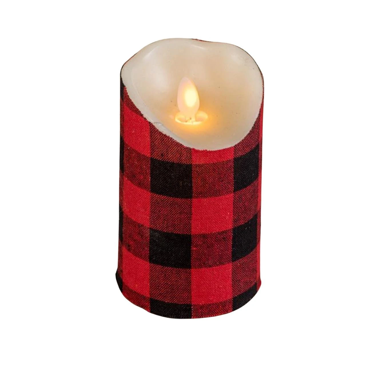 Red & Black Buffalo Check Timer Candle - 3x5 Pillar 1 Red & Black Buffalo Check Timer Candle - 3x5 Pillar