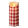 Red & White Gingham Timer Candle - 3x7 Pillar