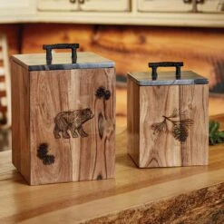 Alternative view of Rustic Wood Canister - Large