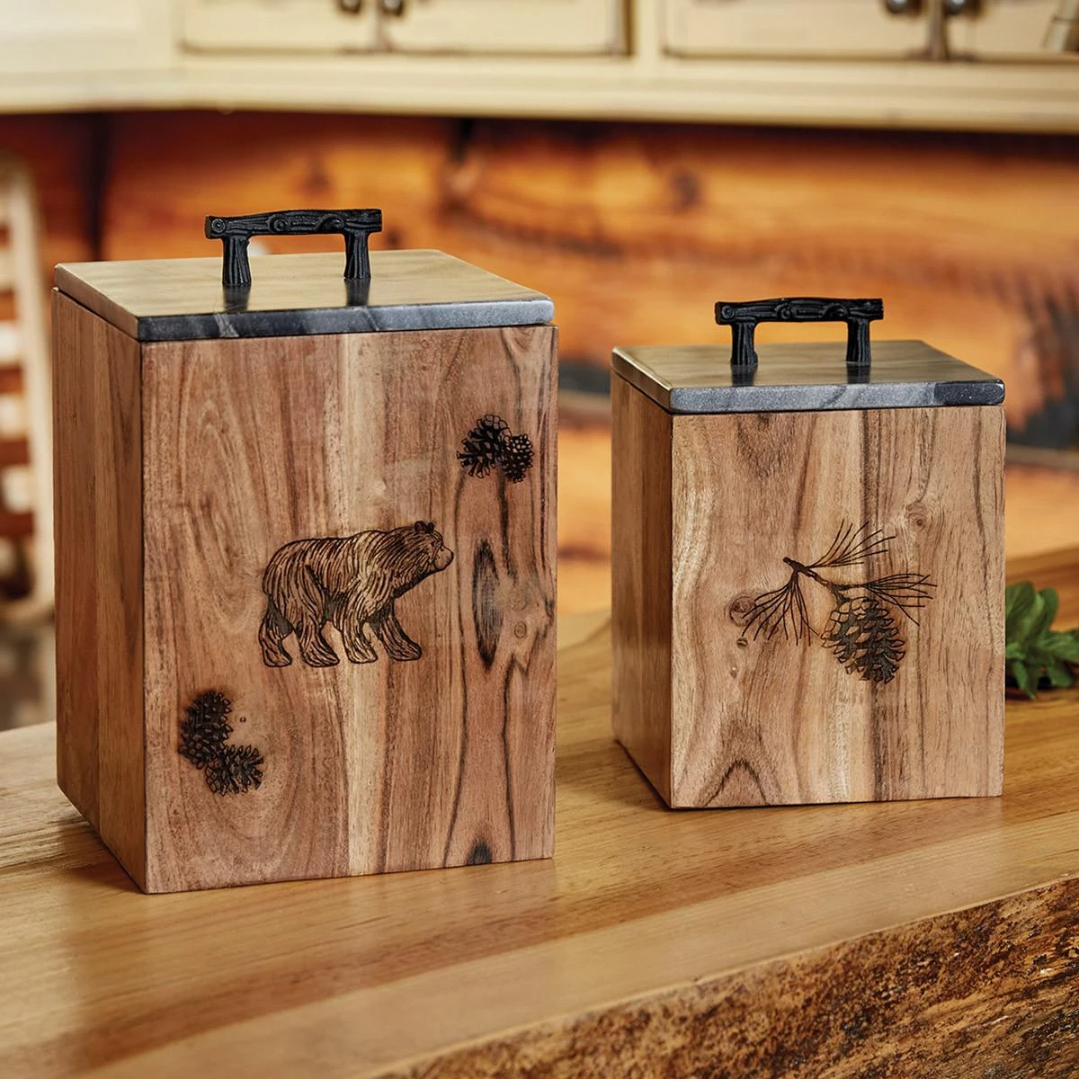 Rustic Wood Canister - Small 2 Rustic Wood Canister - Small - Image 2