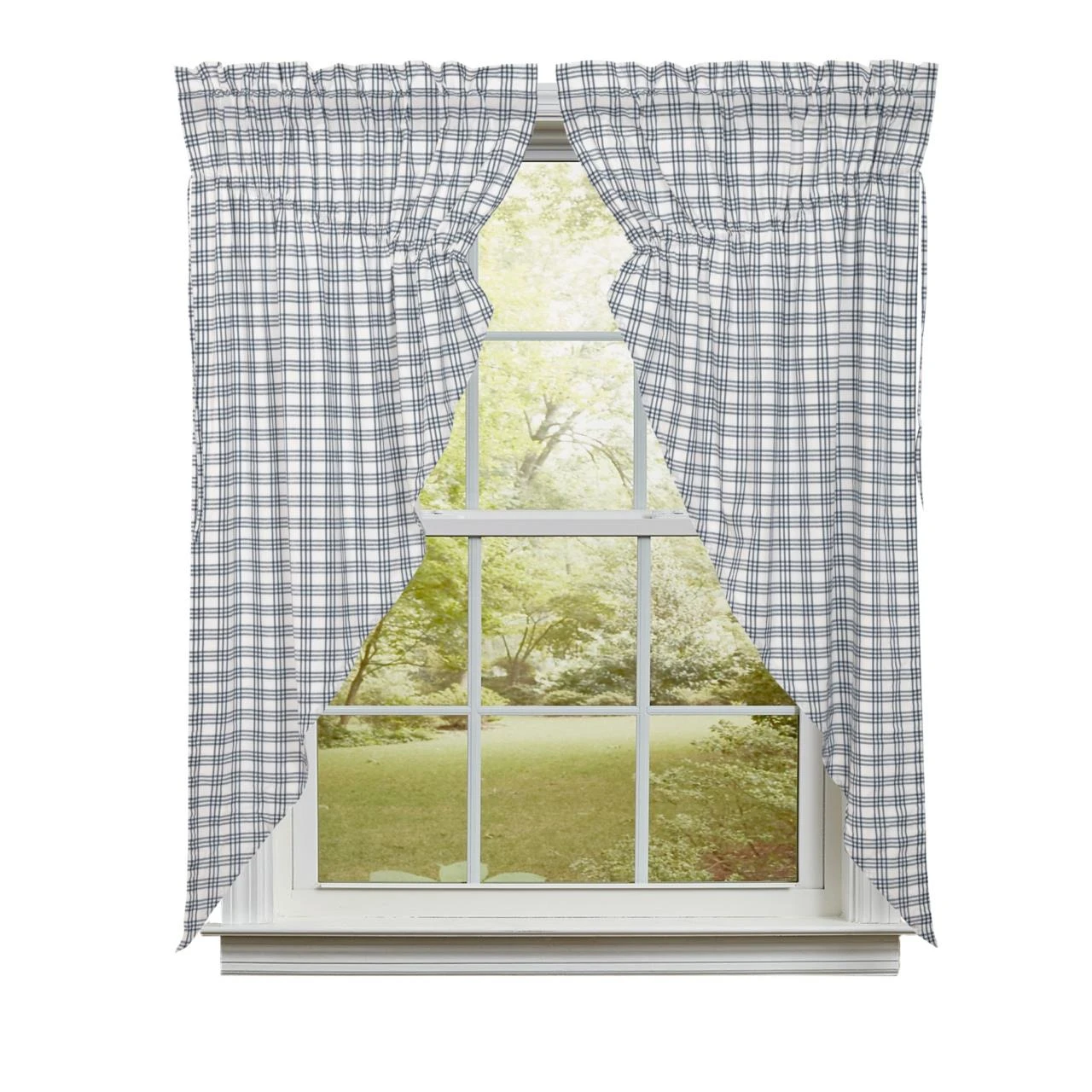 Sawyer Mill Blue Plaid Prairie Gathered Curtains - 72x63 1 Sawyer Mill Blue Plaid Prairie Gathered Curtains - 72x63