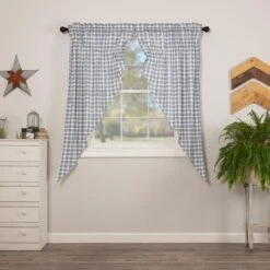 Sawyer Mill Blue Plaid Prairie Gathered Curtains - 72x63 6 Sawyer Mill Blue Plaid Prairie Gathered Curtains - 72x63 -Country Home Decor Store Sawyer Mill Blue Plaid Prairie Gathered Curtains 72x63 840528180521 image3 60138.1689061511