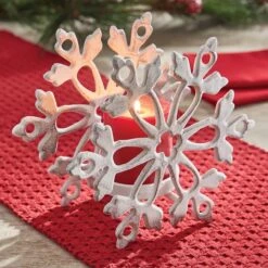 Snowflake Pillar Holder -Country Home Decor Store Snowflake Pillar Holder 762242044128 image2 66540.1665500108