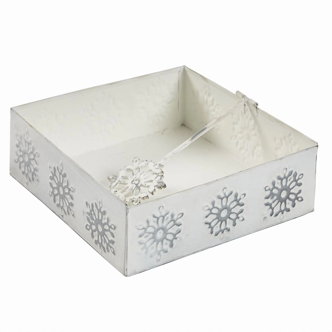 Snowflake Pressed Tin Beverage Napkin Holder 1 Snowflake Pressed Tin Beverage Napkin Holder