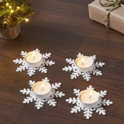 Alternative view of Snowflake Tealight Holders - Set Of 4