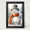 Snowman With Scarf - Black Frame 15x25