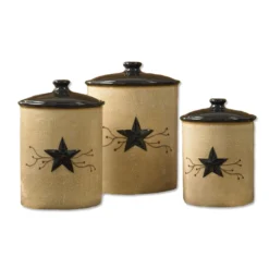 Star Vine Farmhouse Canisters - Set Of 3 Assorted