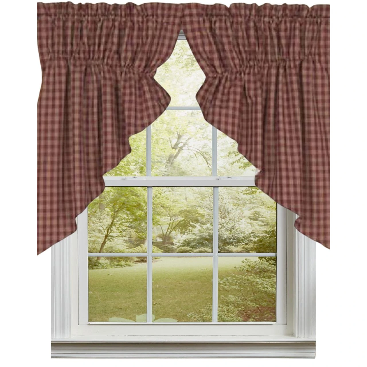 Sturbridge Wine Prairie Gathered Curtains - 72x36 1 Sturbridge Wine Prairie Gathered Curtains - 72x36