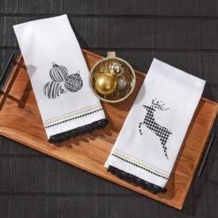 Alternative view of Tidings & Tinsel Deer Decorative Dishtowels - Set Of 2