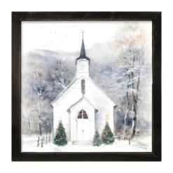 Winter Church 1 - Black Frame 25x25
