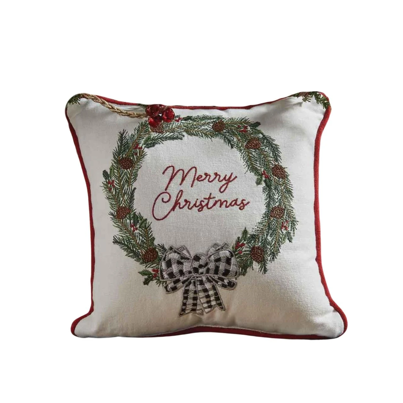 Winter Pines Embroidered Pillow -10x10 1 Winter Pines Embroidered Pillow -10x10