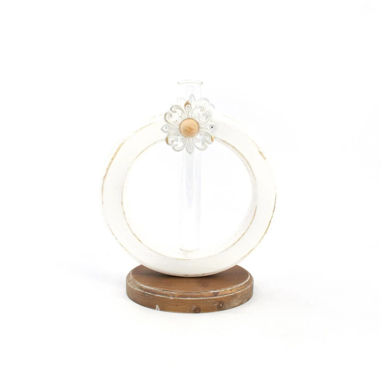 Wood Stem Vase With Daisy - Round 8x10 1 Wood Stem Vase With Daisy - Round 8x10