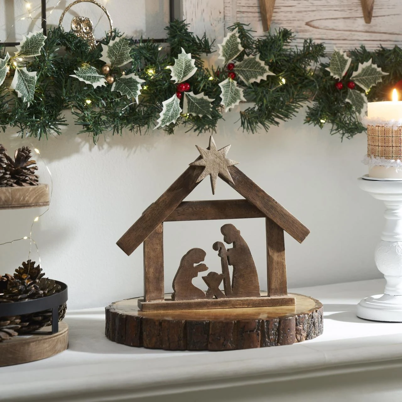 A Savior Is Born Dark Wooden Nativity Scene - 10x8.5 2 A Savior Is Born Dark Wooden Nativity Scene - 10x8.5 - Image 2