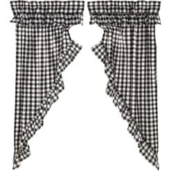 Alternative view of Annie Buffalo Check Black Prairie Gathered Curtains - Ruffled 72x63