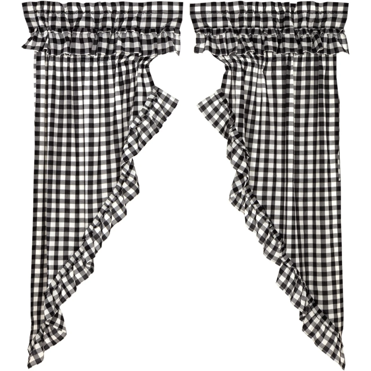 Annie Buffalo Check Black Prairie Gathered Curtains - Ruffled 72x63 2 Annie Buffalo Check Black Prairie Gathered Curtains - Ruffled 72x63 - Image 2