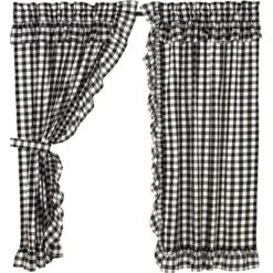 Alternative view of Annie Buffalo Check Black Ruffled Panels - 72x63
