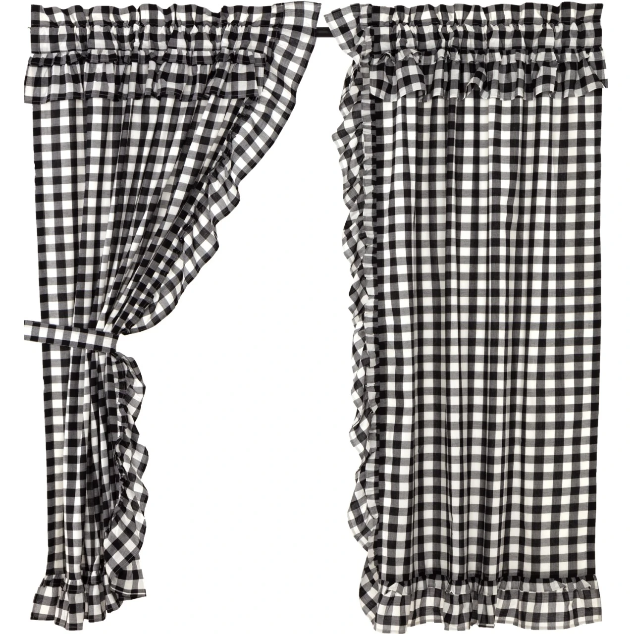 Annie Buffalo Check Black Ruffled Panels - 72x63 2 Annie Buffalo Check Black Ruffled Panels - 72x63 - Image 2